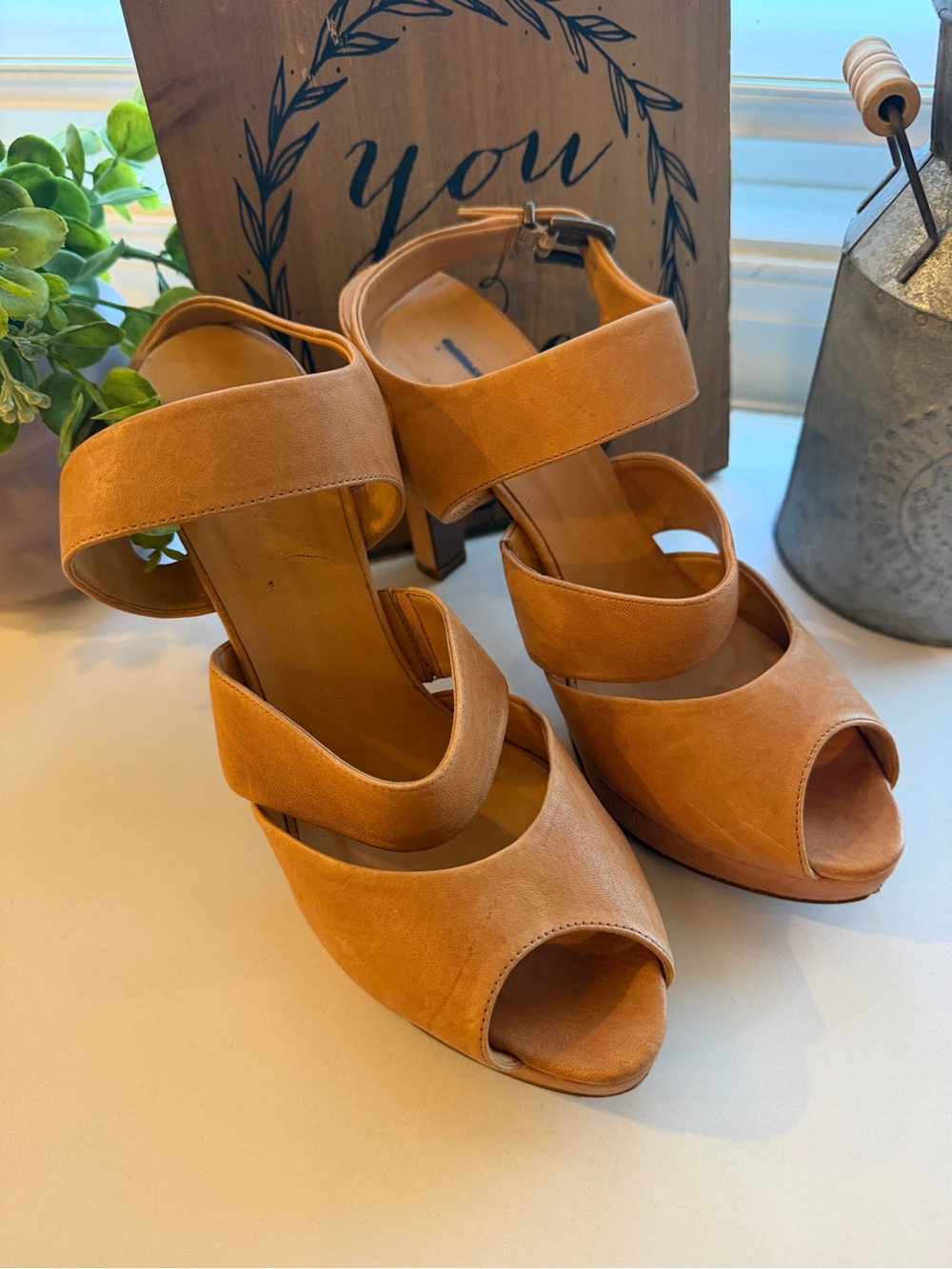 J. Crew Collins Leather Peep Toe Sandals Heels